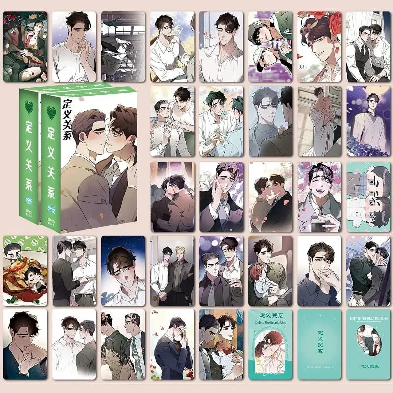 55Pcs/Set Define The Relationship Manhwa Photocards Male Character Laser Lomo Cards BL Manga for Fans Collectible Gift