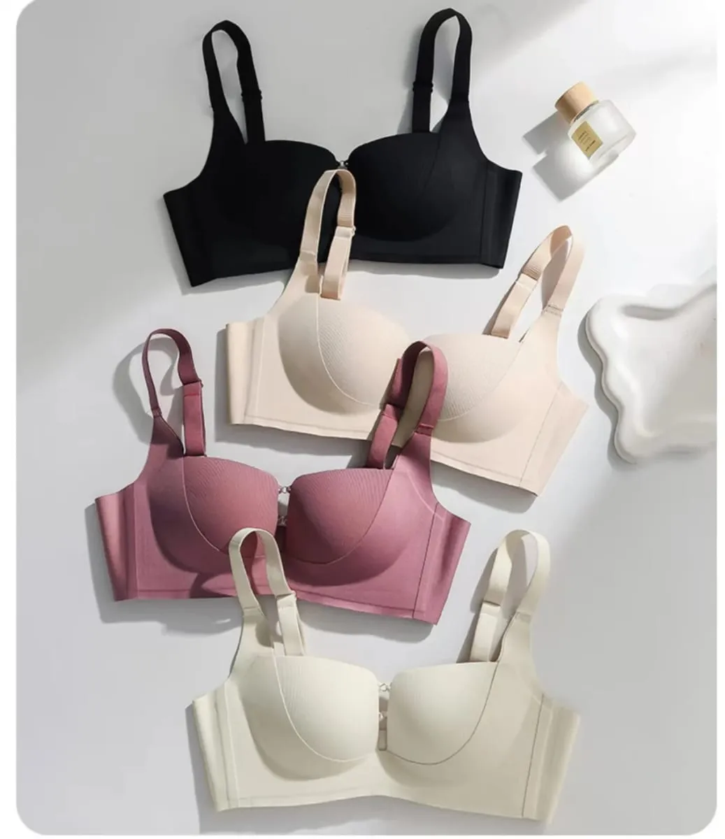 Sexy Half-cup Push Up Lingerie For Women Cross-over Design Seamless And Invisible Thin Top Bottom Thick Cup Bra