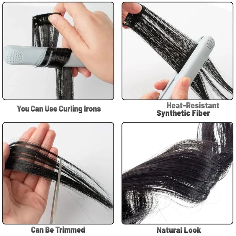 24'' 5Pcs Straight Synthetic Hair Pieces Clip In Hair Extensions Black Colored Hair Clips Women Halloween Cosplay Hairstyle