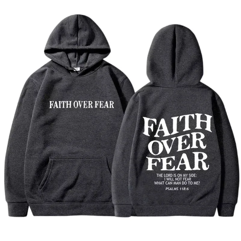 2026 new FAITH OVER FEAR Print Hoodies Eco Soft Fabric Men Women Casual Long Sleeve Hooded Sweatshirt Hip Hop Harajuku Y2k