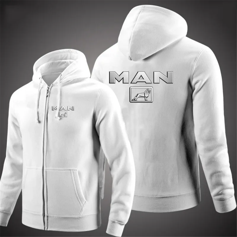2025 Spring And Autumn Men's Truck man Logo Print Minimalist Style Daily Commute Hooded Coat Drawstring Zipper Hoodies Jacket