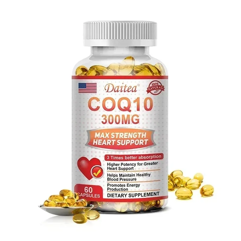 Coenzyme Q10 Capsules 300 Mg Each To Promote Cardiovascular Health and Heart Health Provide Energy To Support Joint Health