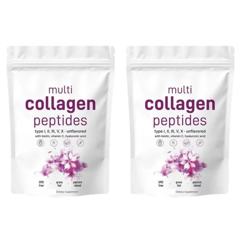 Multi Collagen Peptides Powder Types I II III V with Biotin Vitamin C & Hyaluronic Acid Supports Skin Hair Nails for Men Women