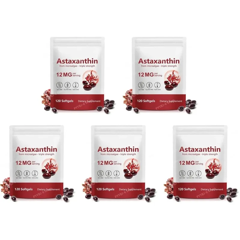 Astaxanthin Softgels Triple Strength From Microalgae Υποστηρίζει την υγιή γήρανση Προωθεί το κολλαγόνο που υποστηρίζει το φραγμό του δέρματος 120 Softgels