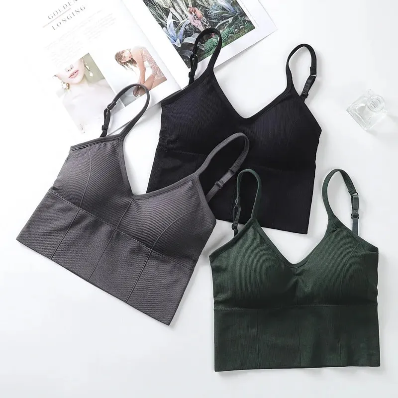 Pambabaeng Tank Crop Top Seamless Underwear Vintage Crop Top Pambabae Tanks Vest Camis Padded U Back Babae Sexy Sport Lingerie Kamisol