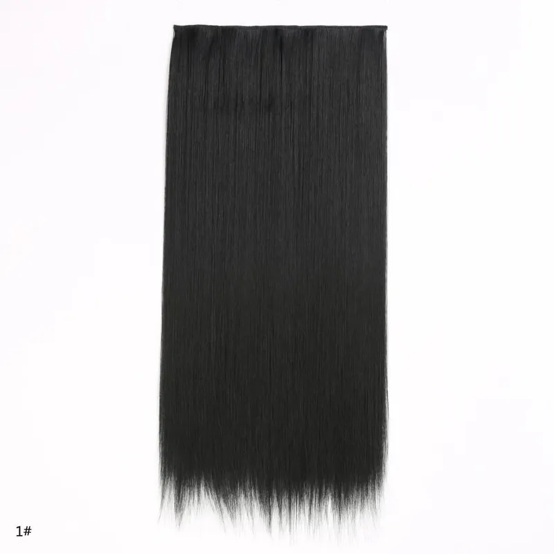 Long Straight Hair Clip In Hair Extension 5-Clips One Piece Natural Looking Synthetic Hairpiece for Women Ladies Daily Use