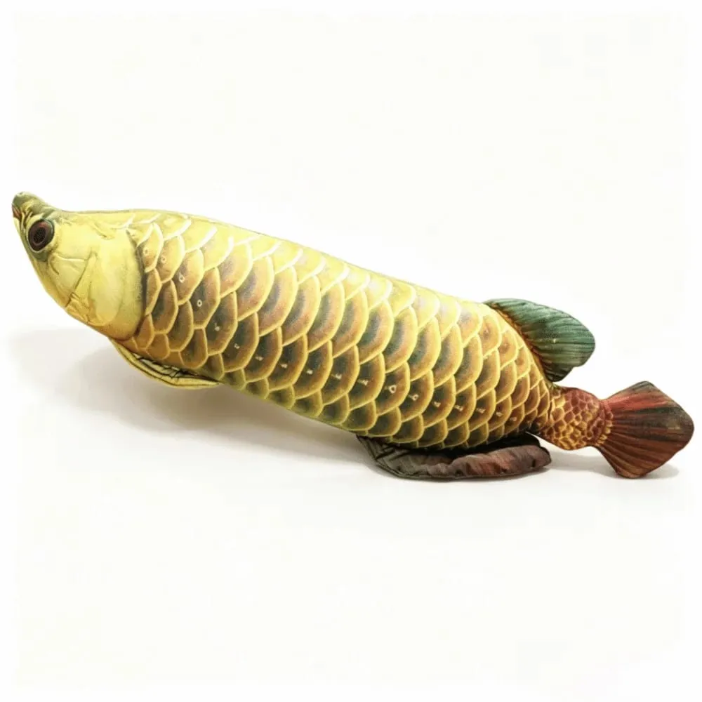 Adorable Soft Arowana Plush Toys Lifelike Cute Fish Plush Pillow Elongated Body Simulation Fish Plush Toys Cat Toys