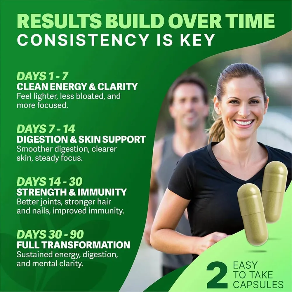 Moringa Capsules - Pure Moringa Powder Energy Skin Immune & Gut Health Rich in Antioxidant Essential Vitamins & Amino Acids