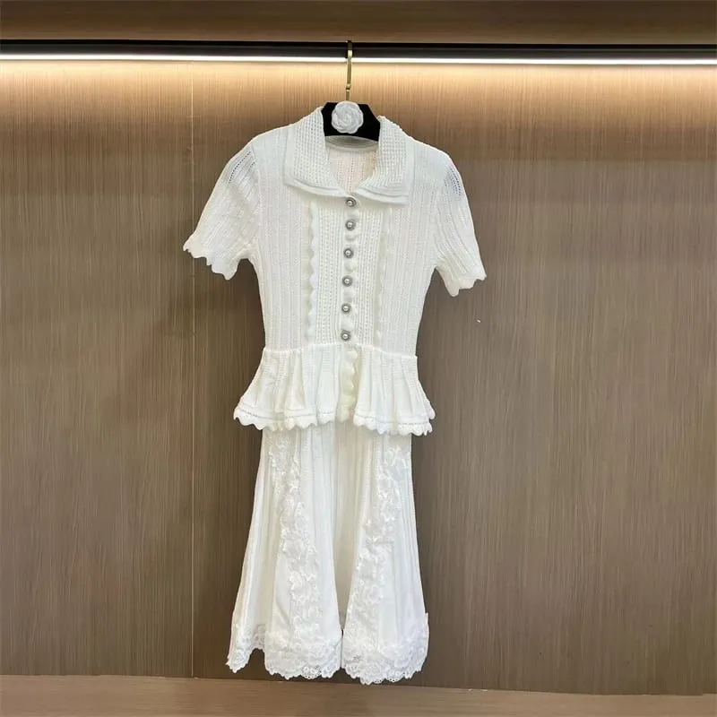 Y2K Summer New Arrival Elegant Knitted Mock Two-Piece Short Dress High-Quality Women's Fashion Casual Sweet Holiday Mini Skirt