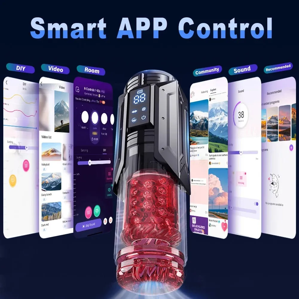 APP Control Automatic Male Masturbator Cup Rotating Licking Thusting Masturbation Vagina Pusssy Blowjob Sex Toys For Men