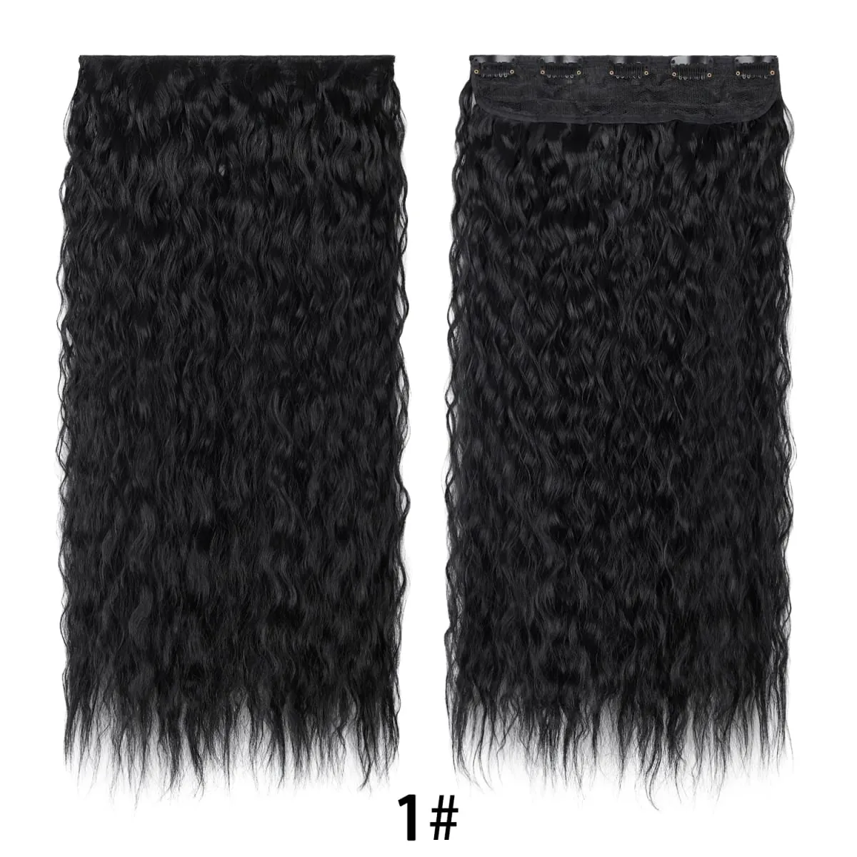 Jeedou Clip in Hair Extension Kinky Curly Hair One Piece 5Clips Blue Rainbow Color Cosplay Props Synthetic Hairpieces For Girls