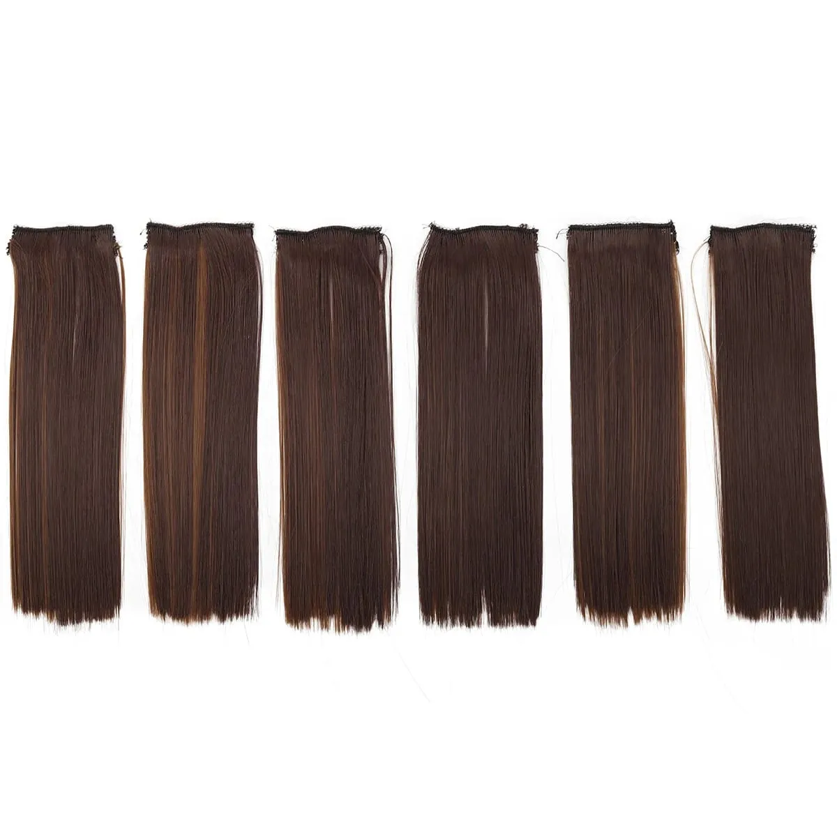 6PCS 6 Clips In Synthetic Hair Extensions Medium Short Straight Clip In Highlights Hairpiece For Women Daily Use