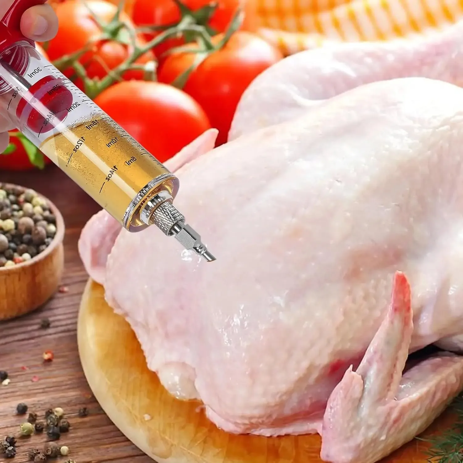 Stainless Steel Turkey Baster for Cooking - Food Grade Meat Injector Syringe & Silicone Suction Bulb With 2 Detachable Needles