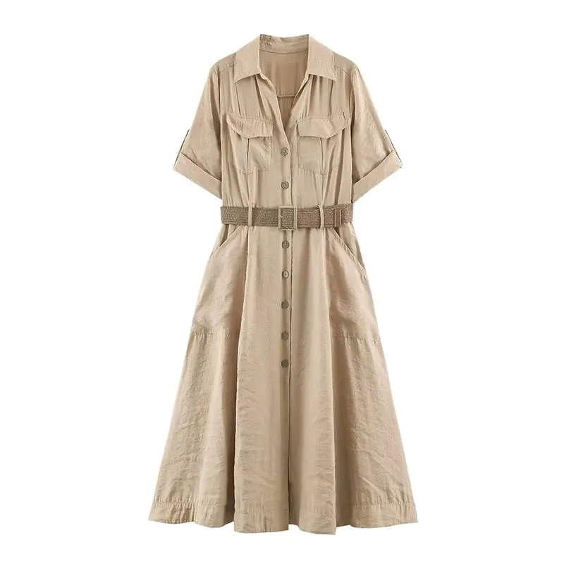 Dress Women's Summer 2026 New Chic Slim Belt Elegant Women's Long Dress Fashion Comfortable Youth Holiday Street Dresses