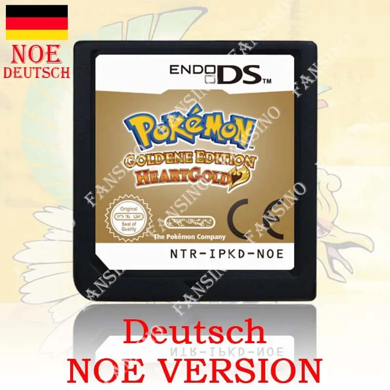 (USA EUR AUS NOE ESP FRA ITA) Pokemon HeartGold SoulSilver Version High Quality Authentic 1:1 Replica DS Video Game Cartridge