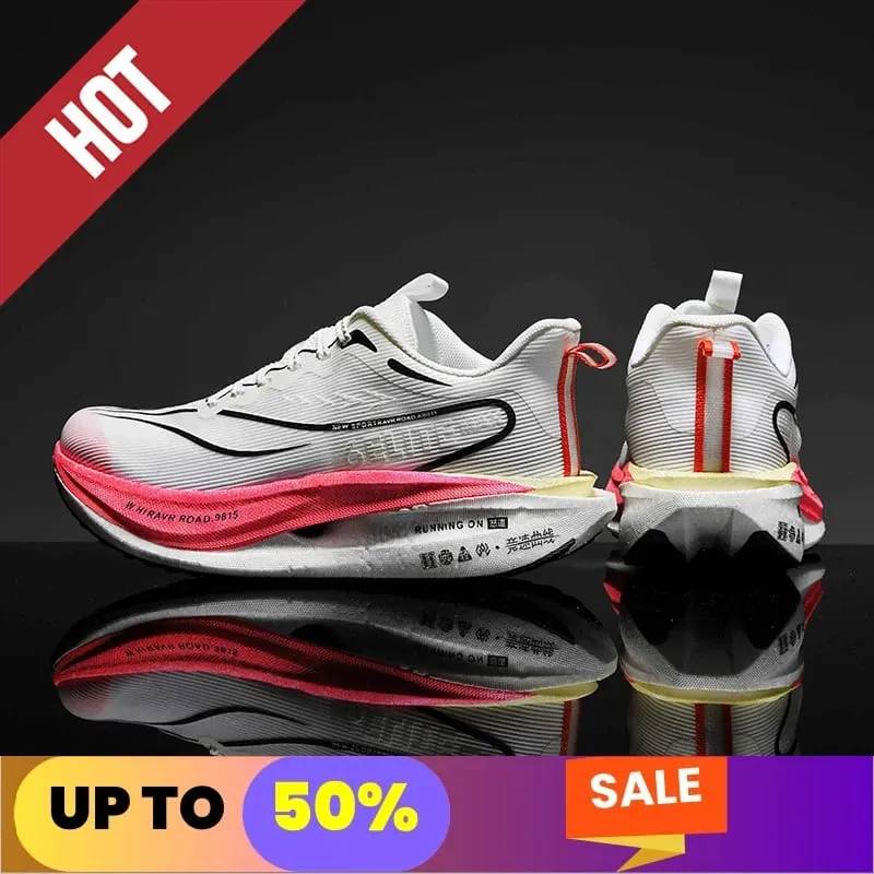 Fluorescence Running Shoes CarbonBoard Marathon Men Sports Breathable Women's Comfortable Athletic Casual Sneakers WearResistant