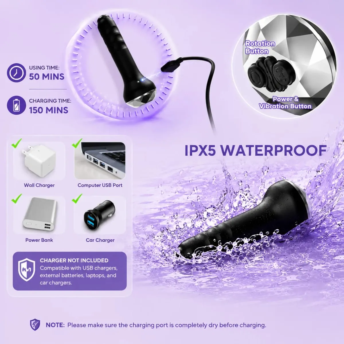 Vibrator Butt Plug Anal Toys Prostate Massager with 10 Vibrating Rotating Beginner-Friendly Anal Plug Sex Toys for Men Women