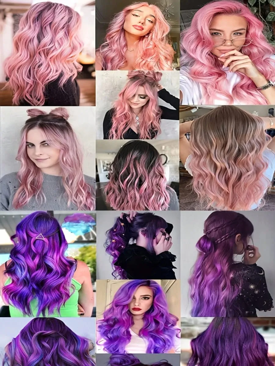 10pcs Colorful Hair Extensions Curly One Clip in Synthetic Long Hairpiece For Girls Women Multi-colors Party Highlights WigPiece