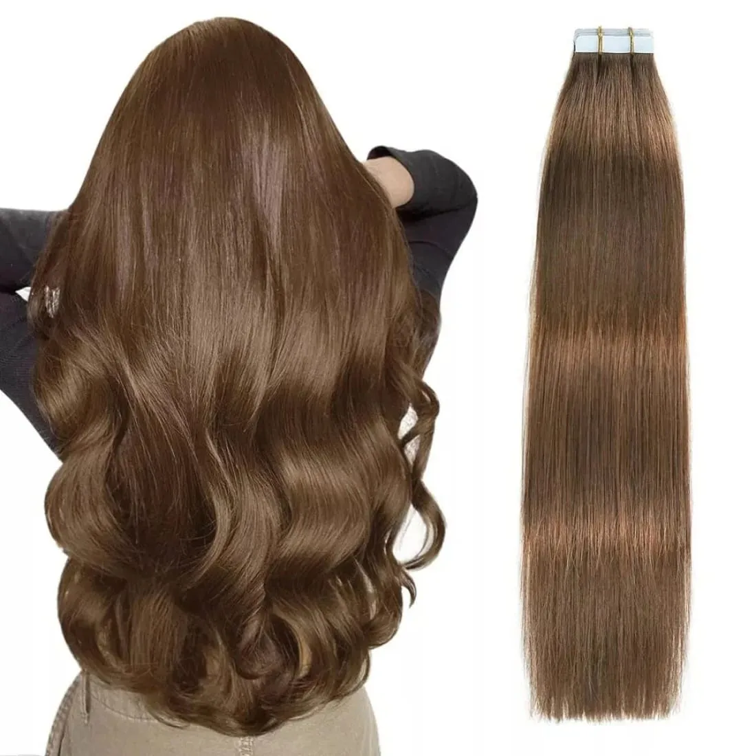 Human Hair Tape In Hair Extensions Invisible Straight Seamless Brown Natural Hair Extensions Tape Ins Human Hair