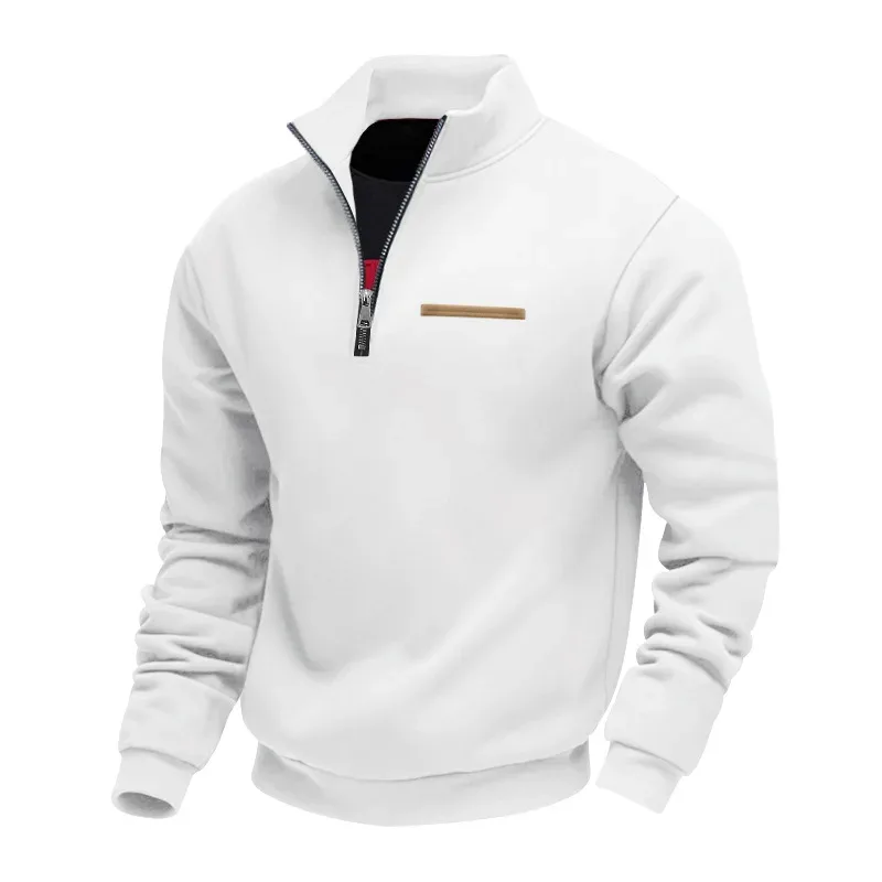 Men's Thick Fleece Stand Collar Sweatshirt Autumn Winter Color Block Striped Warm Outdoor Casual Daily Jacket Outerwear Cozy