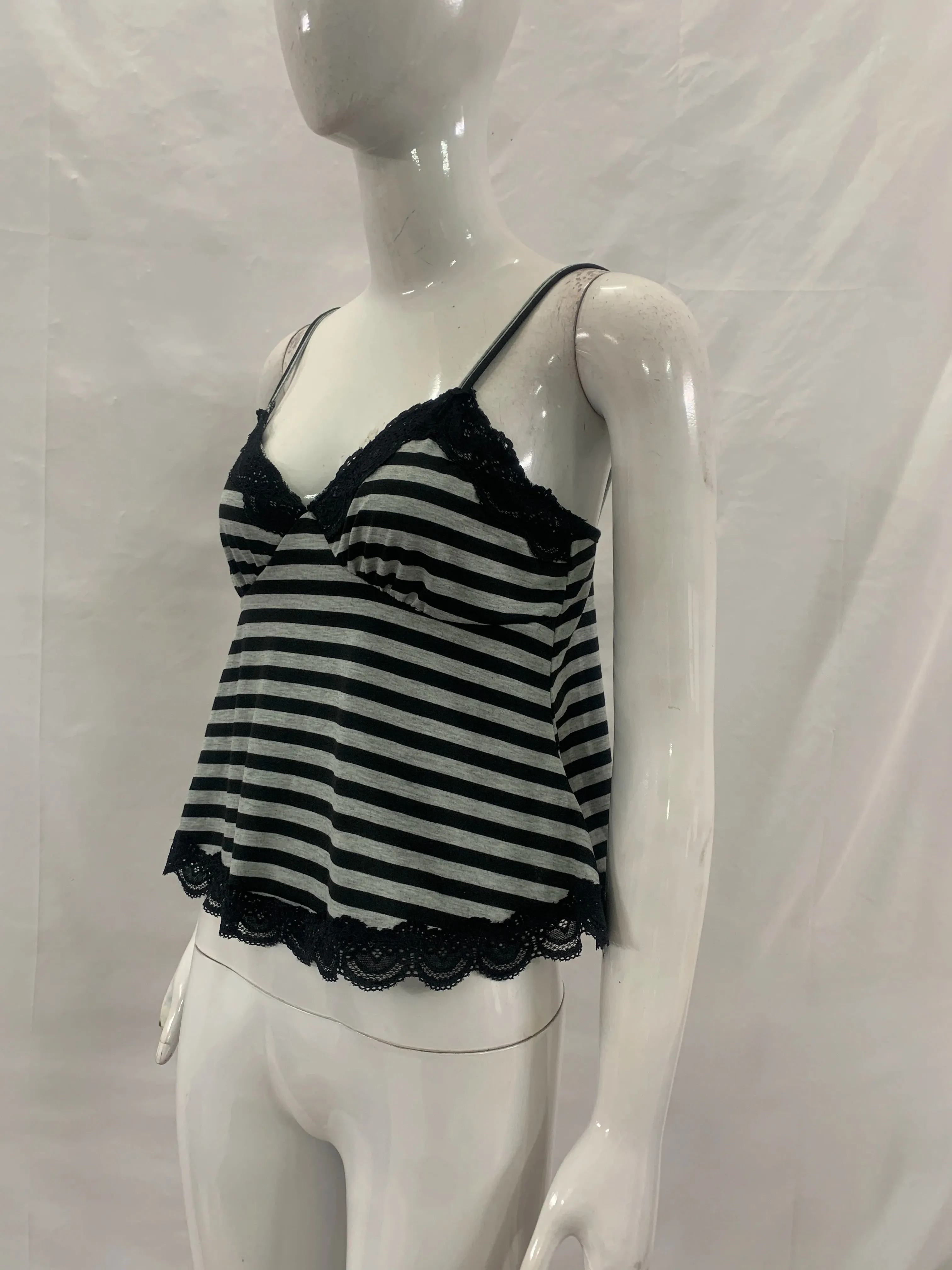 European and American New Summer Punk Style Sexy Y2K V-Neck Contrasting Striped Thin Shoulder Strap Vest