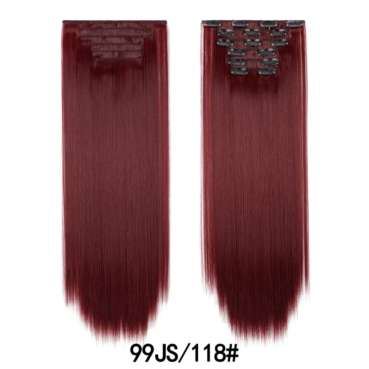 Jeedou Jeedou 6Pcs Clip In Straight Hair Extensions 60cm Long Synthetic Hair Pieces With 16 Clips Heat Resistant Hair For Women
