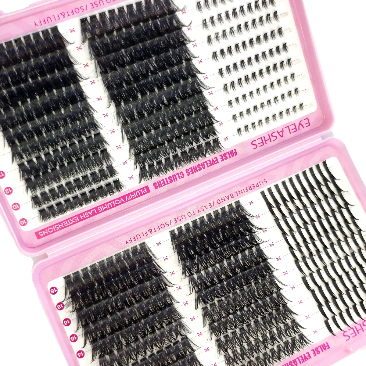 600PCS False Eyelash Cluster DIY Extended Mixing Disc Plump Clustered Single Piece Cat Eye False Eyelash Spikes+Bottom