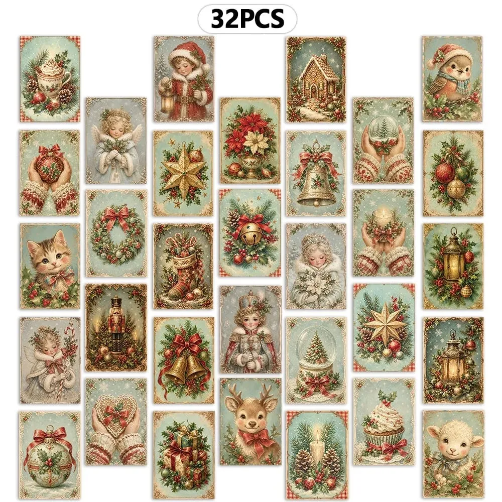 32pcs European-style Christmas postcards wall stickers mailing cards greeting cards DIY postcards commemorative postcards — image 5