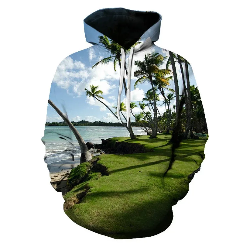 Hawaiian Four Seasons Fun 3D Printed Casual Hoodie Men's Cool Sunshine Beach Street Hoodie Full Style Trendy Style Tops