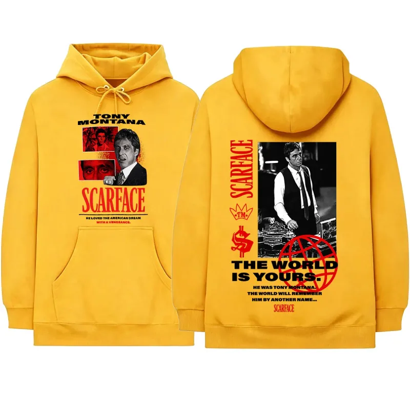 Movie Scarface The World Is Yours Tony Montana Al Pacino Hoodies Men's Women Clothing Fashion Oversized Long Sleeve Sweatshirts