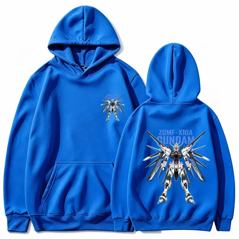Gundam Hoodie Mecha Robot Anime ZGMF Mobile Suit Streetwear Aesthetic Vintage Black Oversized Casual Sport Sweatshirts