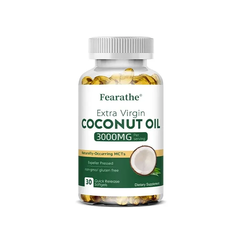 Extra Virgin Coconut Oil 3000mg 30/60/120 Softgels Expeller Pressed Supplement Support for Hair Nails & Skin Health Non-GMO