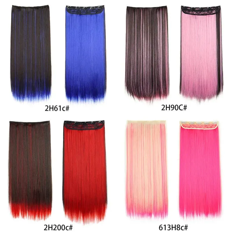 Synthetic 24Inch Long Straihgt Hair Extension Heat-Resistant Fiber Hair Cosplay Hairpieces for Women halloween wig