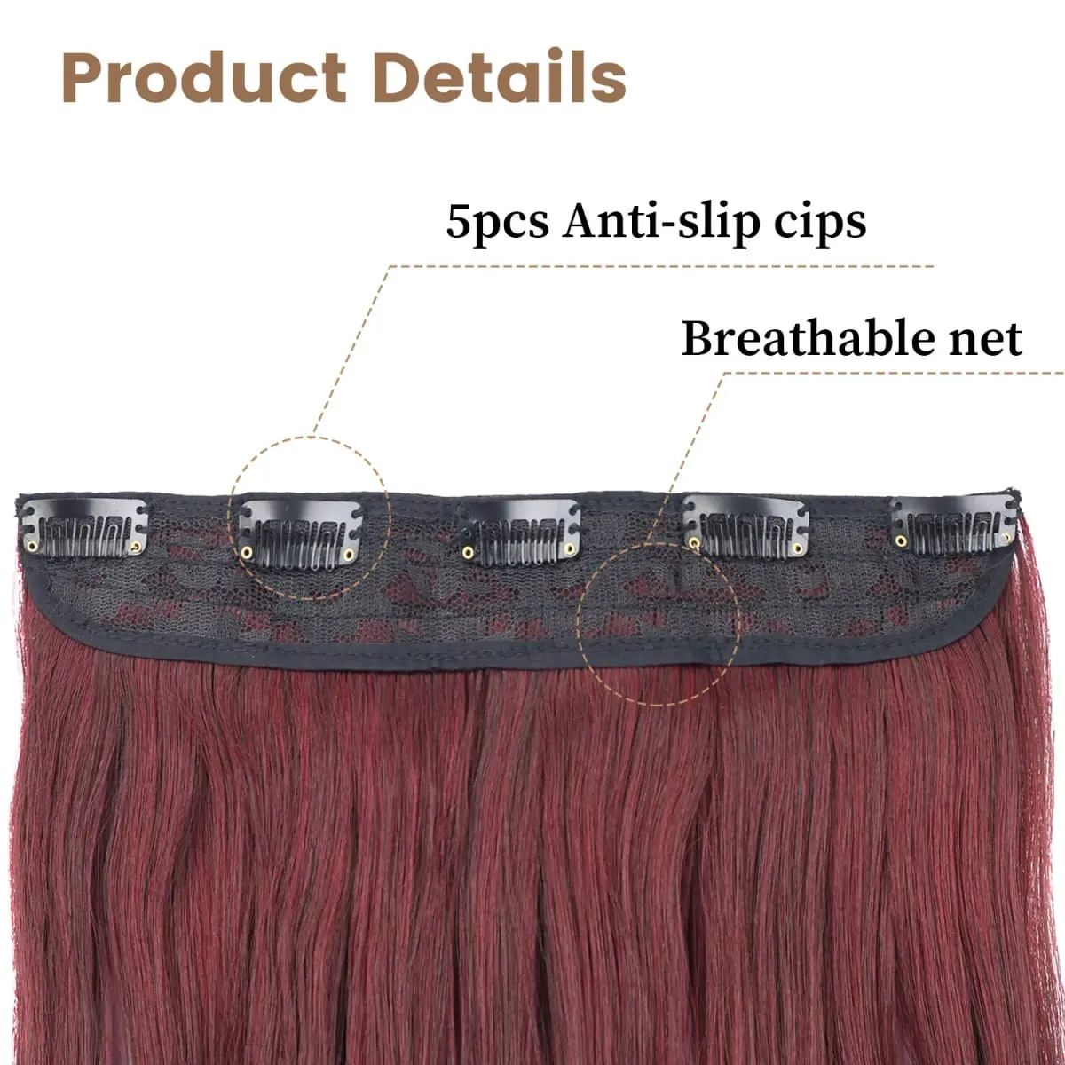 Synthetic clip in one piece hair extensions 5 clips in one piece hair wavy style 16inch french curl for women ladies daily party