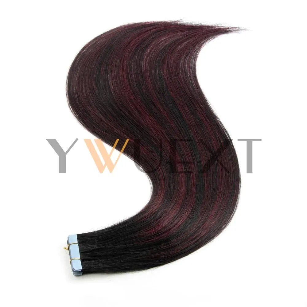 Real Human Hair Tape in Extensions 16'' 20'' Natural Straight High Light Seamless Tape Hair 20pcs On Double Sided Tape 30g/pack