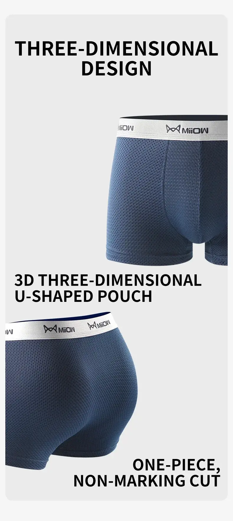 MiiOW 4Pcs Ice Silk Men's Boxershorts Breathable Mesh Mens Underpants Boxers 7A Antibacterial Crotch Man Underwear Mens Panties