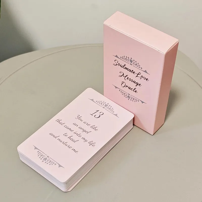 10.3*6cm Soulmate Love Message Oracle Deck 56 Heartfelt Romance Cards for Twin Flame Readings Elegant Pink Oracle Cards