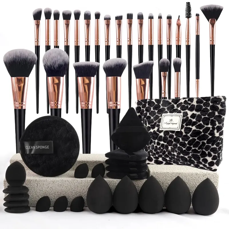 47Pcs Professional Makeup Brushes Set Beauty Tools Kit Portable Travel Cosmetic Bag Puff Toiletry Makeup Accessories Set