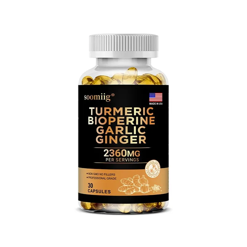 Suplemen Kunyit dan Bawang Putih 4-dalam-1 dengan Bioperine 2360 mg Kapsul Akar Halia untuk Pencernaan Sendi & Sokongan Kesihatan Imun