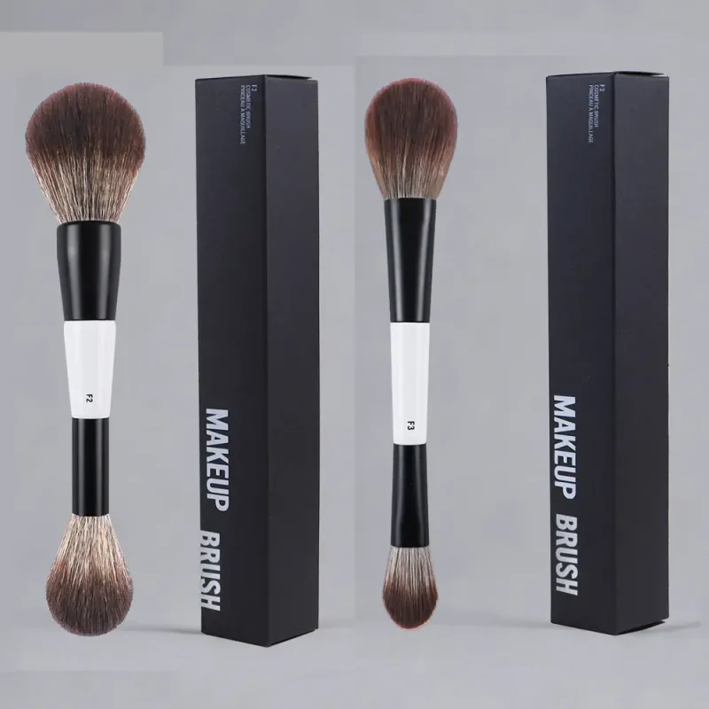 2pcs/set White Double ended Angled Foundation Makeup Brushes Blush Contour Make up Brush Wood Handle Cosmetic Tool Mari F4