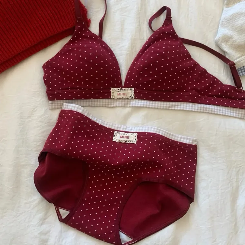 Lucky Red Underwear Set Women Cotton Push Up Bra Boost Bust Tightening Lingerie Hot Sale Comfort Breathable Bestseller 32-38 Set