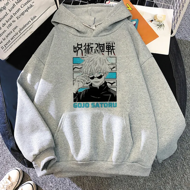 Anime Jujutsu Kaisen Manga Gojo Satoru Graphic Hoodies Vintage Oversized Hooded Long Sleeves Cotton Hoodie Men Women Clothes