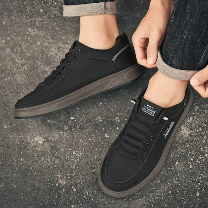 Men's White Platform Sneakers Leather Breathable Walking Slip on Casual Sneakers Shoes Male Flats Rubber Sole Zapatillas Hombre
