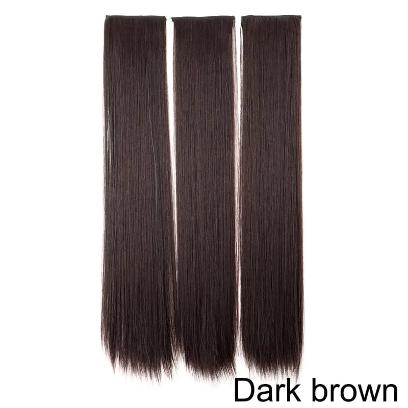 24Inch Synthetic 3pcs/set Long Straight Hair Extension Lightweight Black Brown Hair Accessories for Women Daily