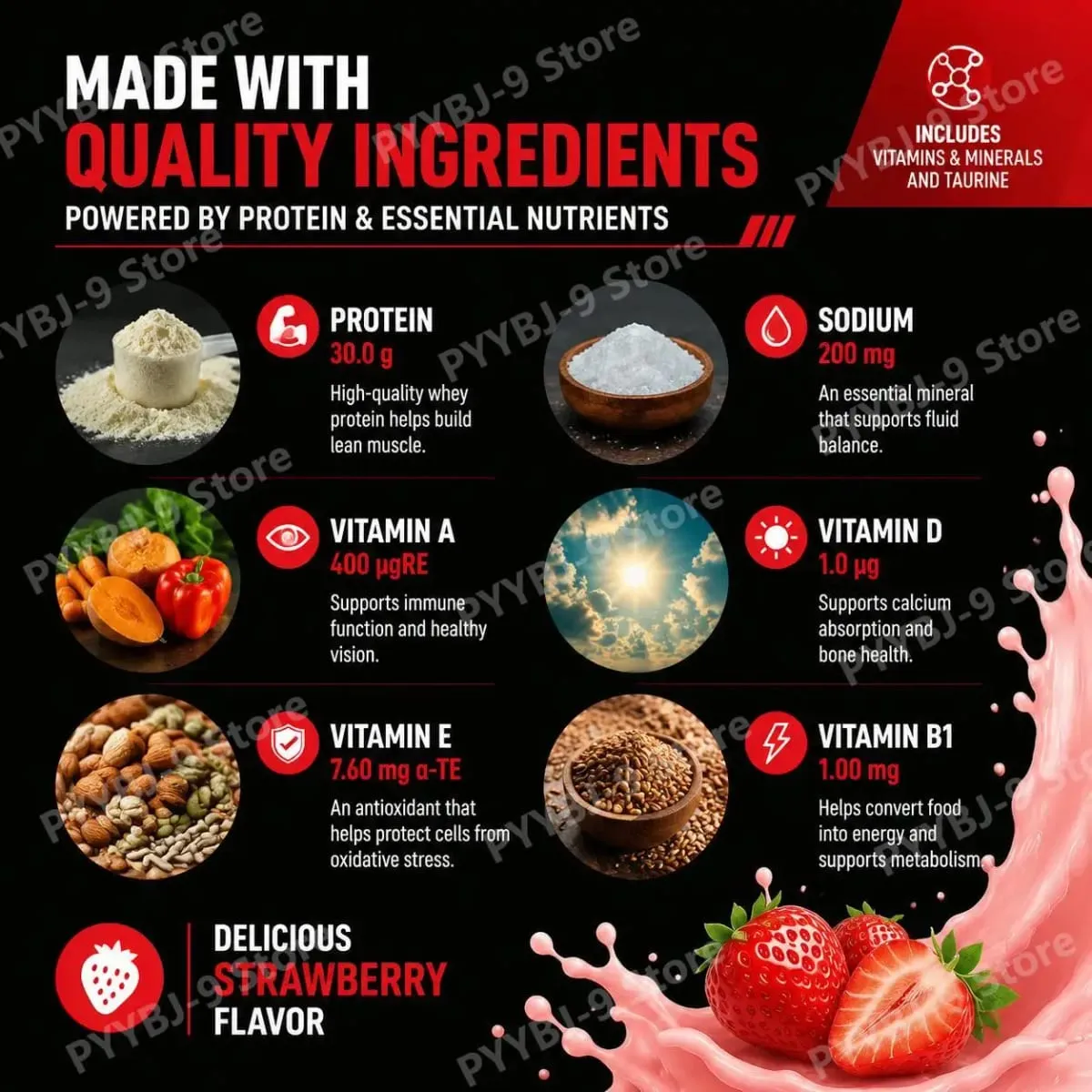 NurtureNova Whey Protein Powder Strawberry Flavor Nutrition for Muscle Building Sports Recovery Fitness Training 1KG 40 Servings