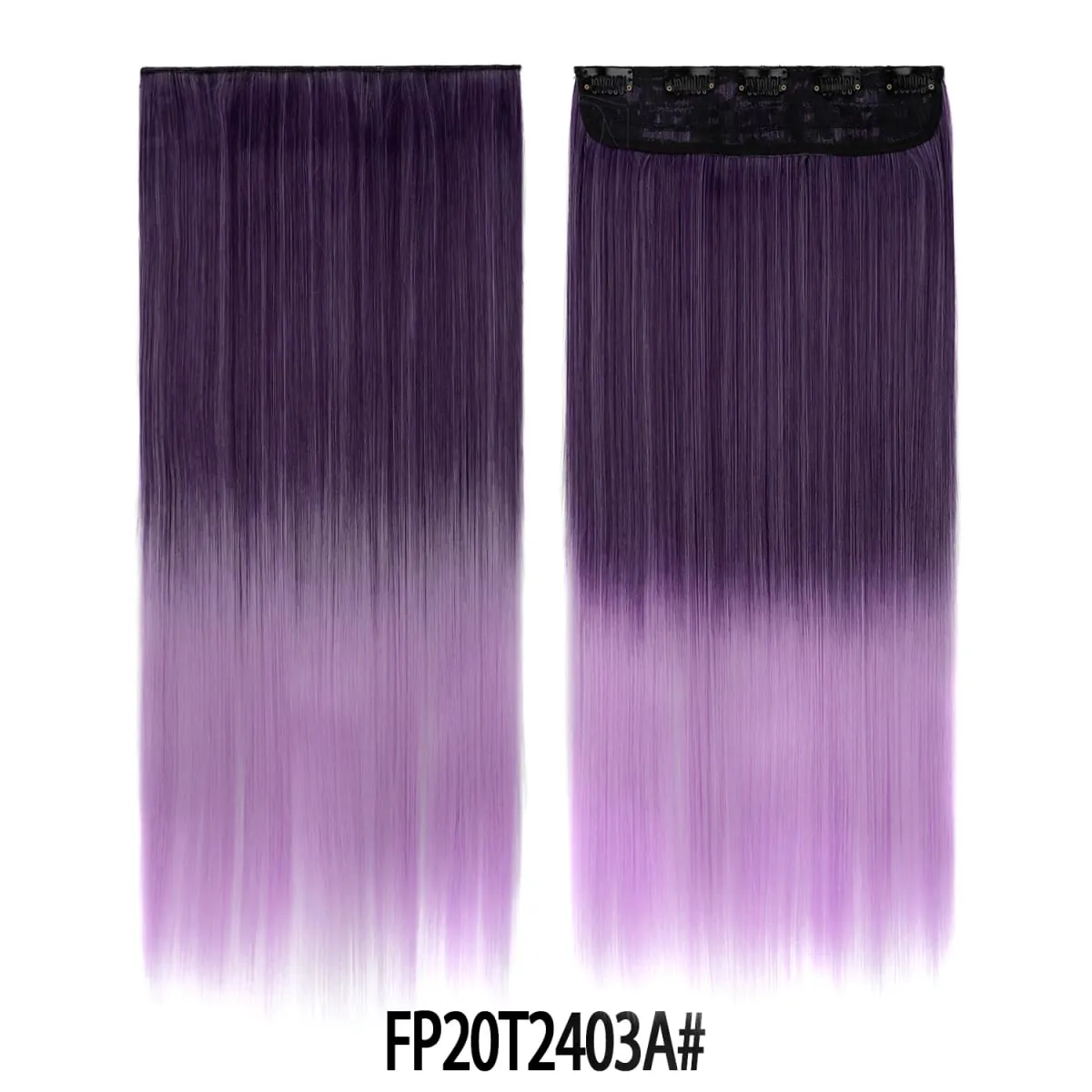 Jeedou Rainbow Hairpieces Clip In Hair Extension One Piece With 5Clips Ombre Color Straight Hair Wig For Girls Halloween Cosplay