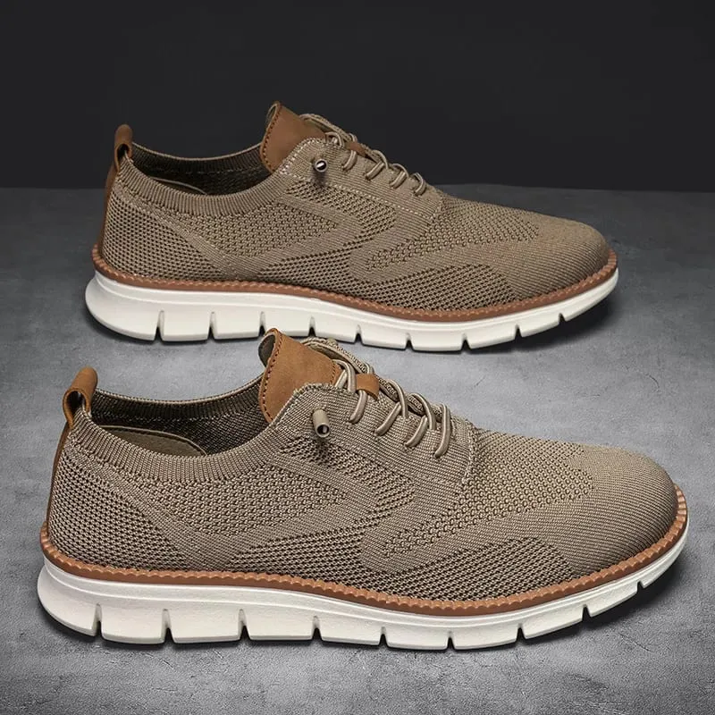 Male Breathable Woven Mesh Casual Shoes Light Flat Sneakers Non‑Slip Rubber Sole Men Daily Walking Outdoor Footwear Plus Size