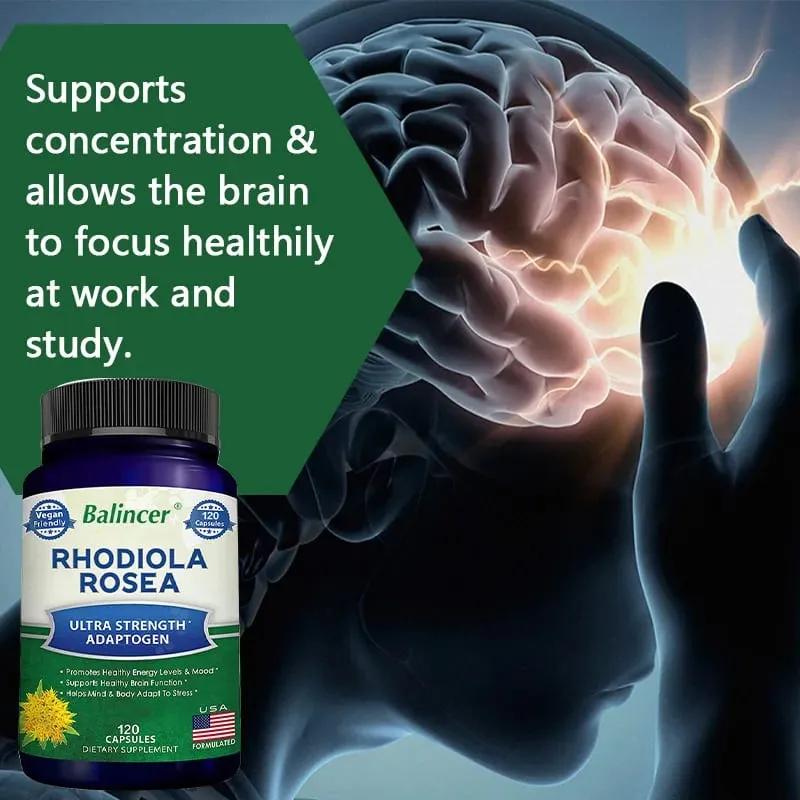 Rhodiola Rosea 1000mg Capsules Natural Herbaceous Plants Stress Relief Energy Mood Focus Support Brain Health Gluten Free — image 4