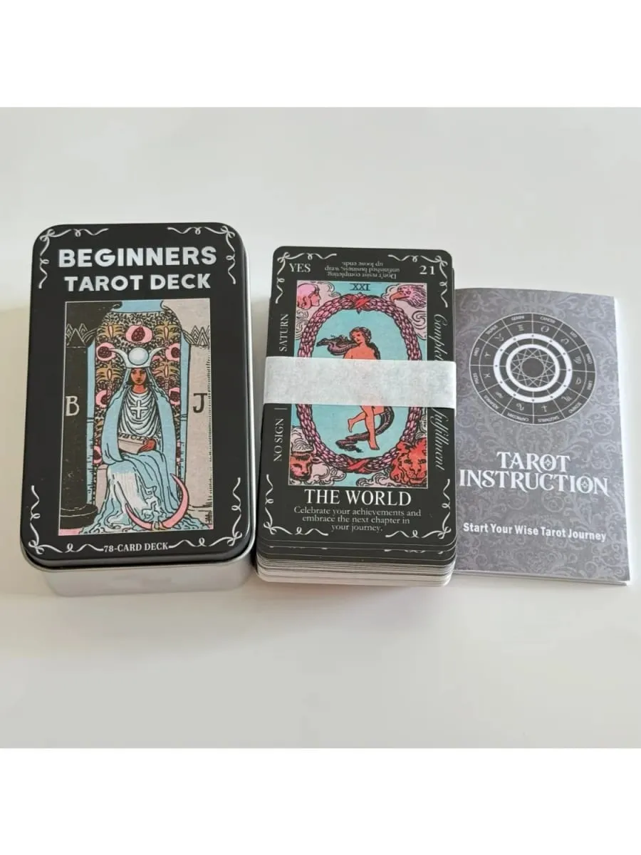 12*7cm Inner Rose Tarot Deck in Metal Box 350GSM with Paper Instruction Manual Self Growth Meditation Board Games