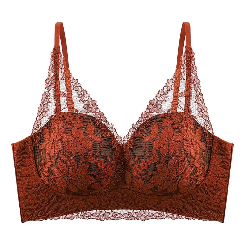 French-style exquisite lace autumn and winter lingerie for women with small busts push-up no underwire anti-sagging seamless